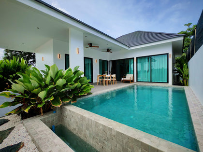 New Modern 3 Bedroom Pool Villa with Solar Panels for Sale